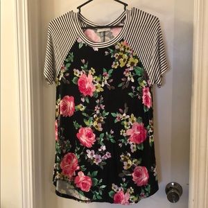 Pretty floral & striped shirt